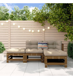 Salon de jardin 4 pcs marron miel bois de pin massif