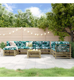 Salon de jardin 8 pcs bois de pin imprégné