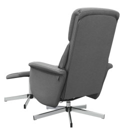 Fauteuil de massage inclinable et repose-pieds gris foncé tissu