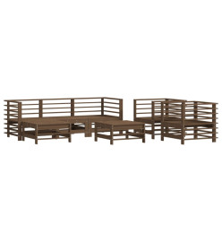 Salon de jardin 7 pcs Marron miel Bois de pin massif