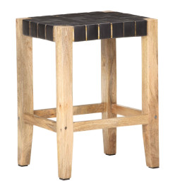 Tabourets de bar lot de 2 cuir véritable manguier 46x36x60 cm