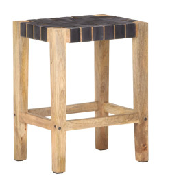 Tabourets de bar lot de 2 cuir véritable manguier 46x36x60 cm