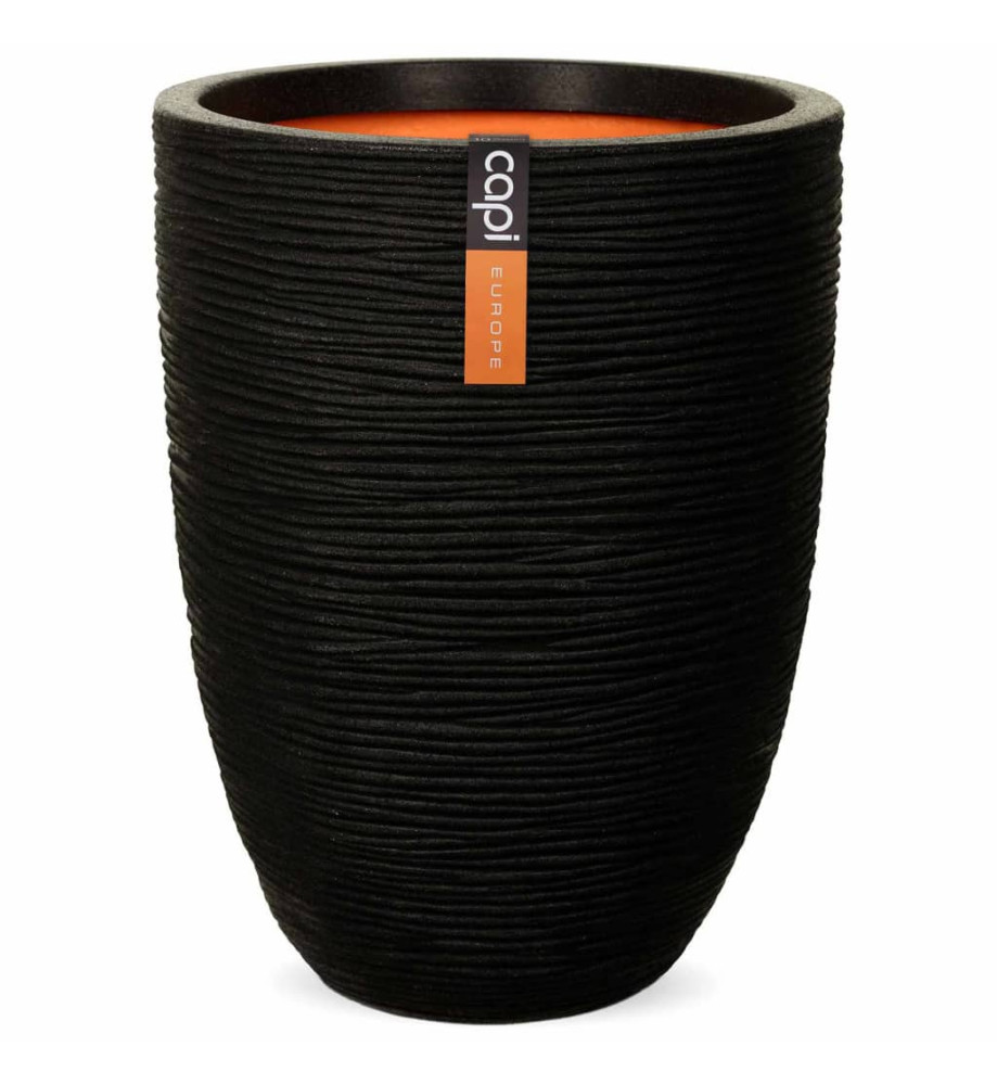 Capi Pot à fleurs Nature Rib élégant bas 46x58 cm noir PKBLR783 Capi Pot à fleurs Nature Rib élégant bas 46x58 cm noir PKBLR783
