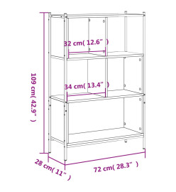 Bibliothèque chêne marron 72x28x109 cm bois d'ingénierie