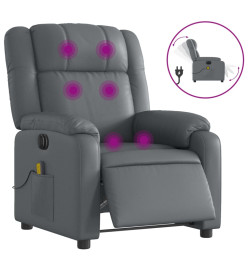 Fauteuil de massage inclinable électrique gris similicuir