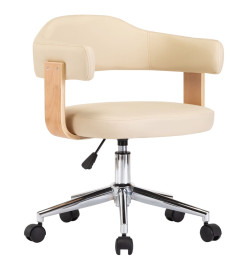 Chaise pivotante de bureau Crème Bois courbé et similicuir