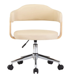 Chaise pivotante de bureau Crème Bois courbé et similicuir