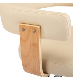 Chaise pivotante de bureau Crème Bois courbé et similicuir