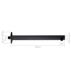 Bras de support de douche Carré Inox 201 Noir 40 cm