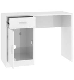 Bureau avec tiroir et armoire Blanc brillant 100x40x73 cm