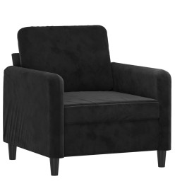 Fauteuil avec repose-pied Noir 60 cm Velours