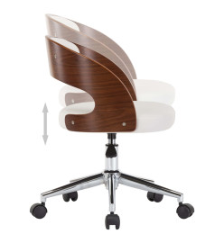 Chaise pivotante de bureau Blanc Bois courbé et similicuir