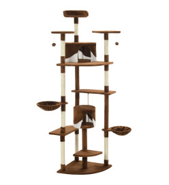 Arbre à chat avec griffoirs en sisal 203 cm Marron et Blanc