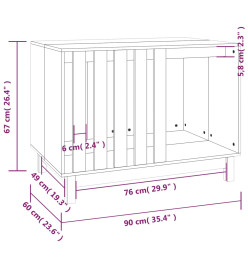 Niche pour chien Blanc 90x60x67 cm Bois de pin massif