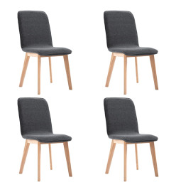 Chaises à manger 4 pcs gris tissu et bois de chêne massif