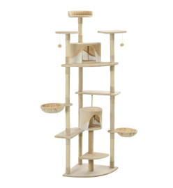 Arbre à chat avec griffoirs en sisal 203 cm Beige et Blanc