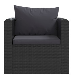 Salon de jardin 7 pcs avec coussins Résine tressée Noir