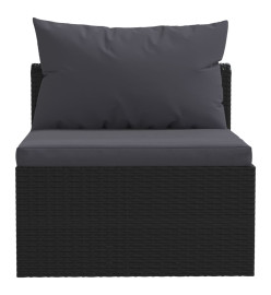 Salon de jardin 7 pcs avec coussins Résine tressée Noir