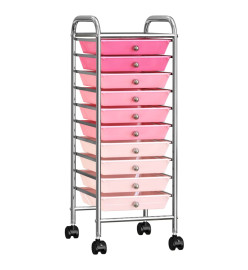 Chariot de rangement mobile à 10 tiroirs Ombre Rose Plastique