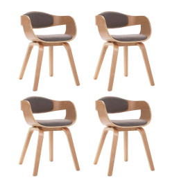 Chaises à manger lot de 4 bois courbé et tissu taupe