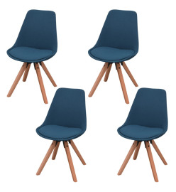 Chaises à manger lot de 4 bleu tissu