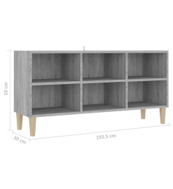 Meuble TV avec pieds en bois massif Sonoma gris 103,5x30x50 cm