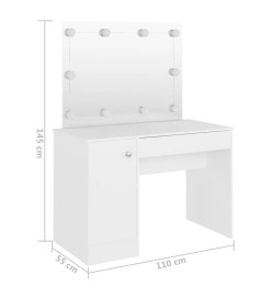 Table de maquillage avec éclairage LED 110x55x145 cm MDF Blanc