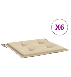 Coussins de chaise de jardin 6 pcs beige 50x50x3cm tissu oxford