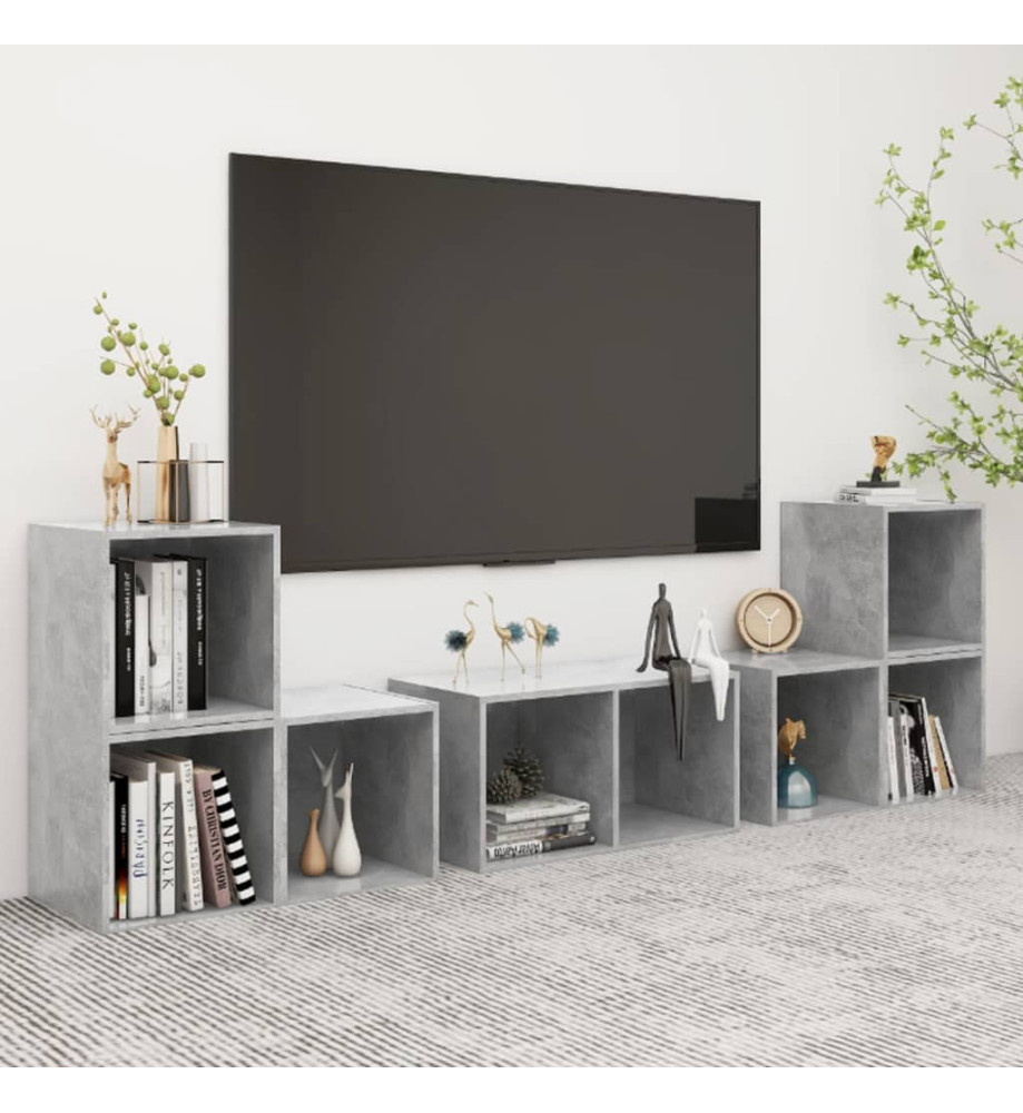 Ensemble de meubles TV 6 pcs Gris béton Aggloméré