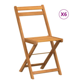 Chaises de bistrot pliantes lot de 6 bois d'acacia solide