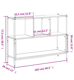 Bibliothèque chêne fumé 102x28x77,5 cm bois d'ingénierie