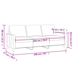 Canapé à 3 places Vert foncé 180 cm Velours