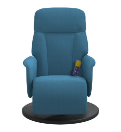 Fauteuil inclinable de massage avec repose-pied bleu velours