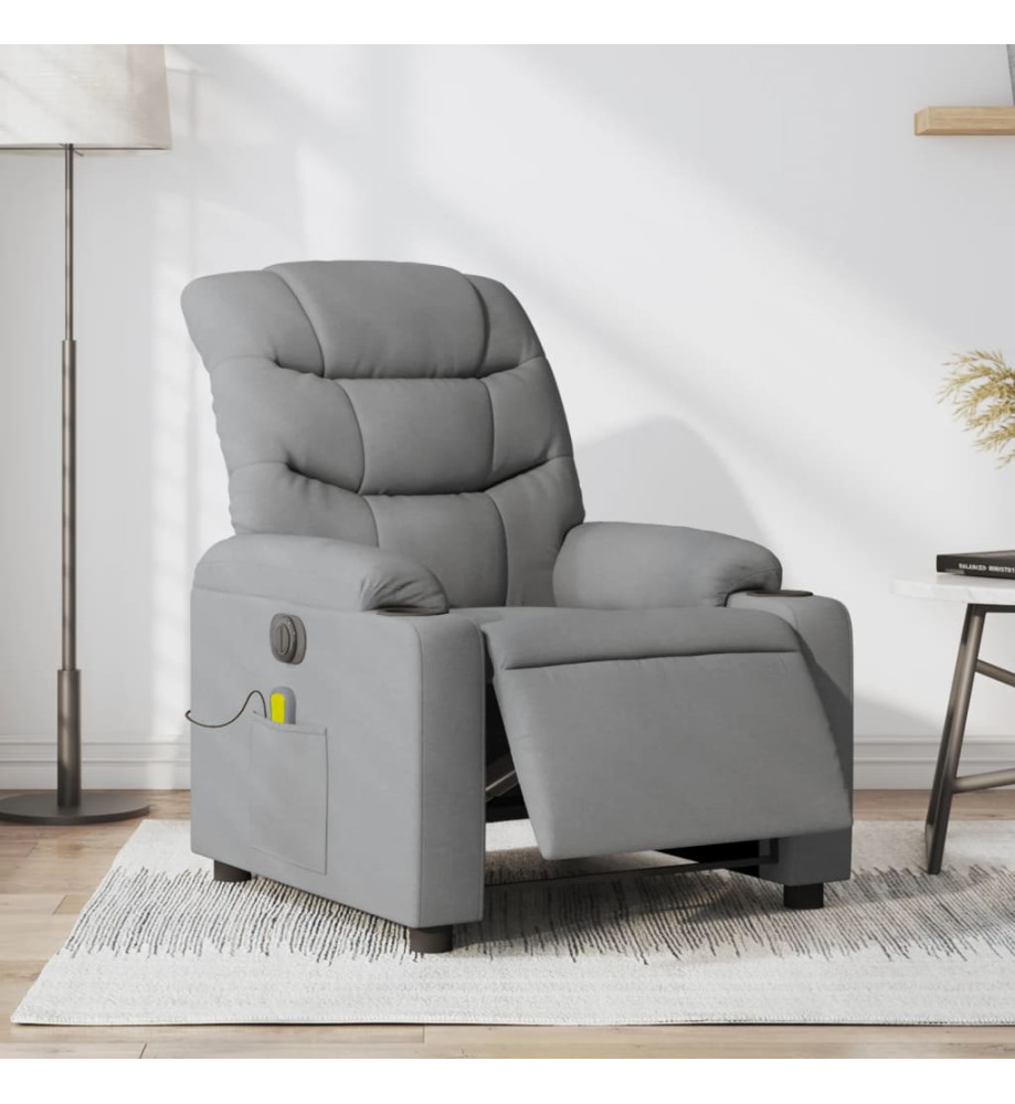 Fauteuil de massage inclinable électrique gris clair tissu