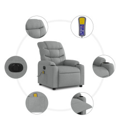 Fauteuil de massage inclinable électrique gris clair tissu