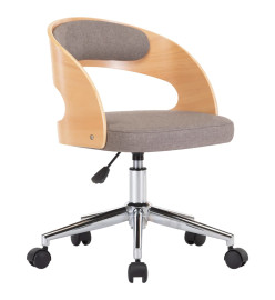 Chaise pivotante de bureau Taupe Bois courbé et tissu