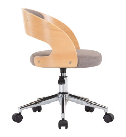 Chaise pivotante de bureau Taupe Bois courbé et tissu