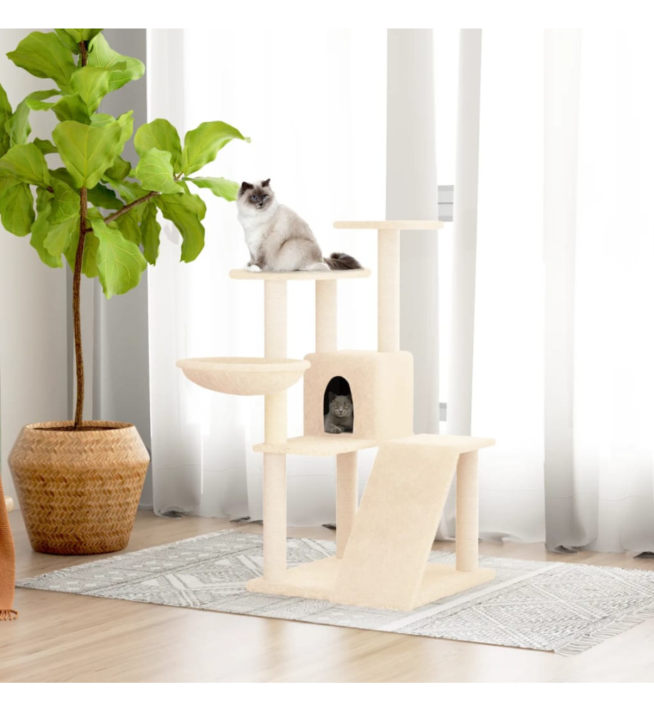 Arbre à chat avec griffoirs en sisal Crème 94 cm