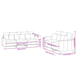 Ensemble de canapés 2 pcs avec coussins Jaune Velours