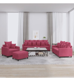 Ensemble de canapés 4 pcs avec coussins Rouge bordeaux Velours