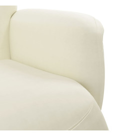 Fauteuil inclinable avec repose-pied crème velours