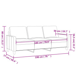 Canapé à 3 places Marron 180 cm Velours