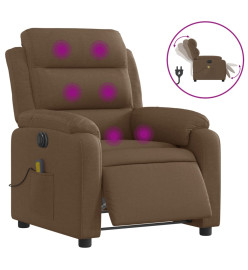 Fauteuil inclinable de massage électrique marron tissu