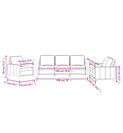 Ensemble de canapés 3 pcs avec coussins Noir Velours