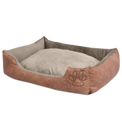 Lit pour chiens avec coussin Cuir artificiel PU Taille XXL Beige