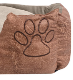 Lit pour chiens avec coussin Cuir artificiel PU Taille XXL Beige