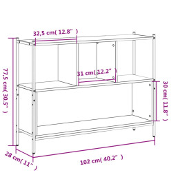 Bibliothèque sonoma gris 102x28x77,5 cm bois d'ingénierie