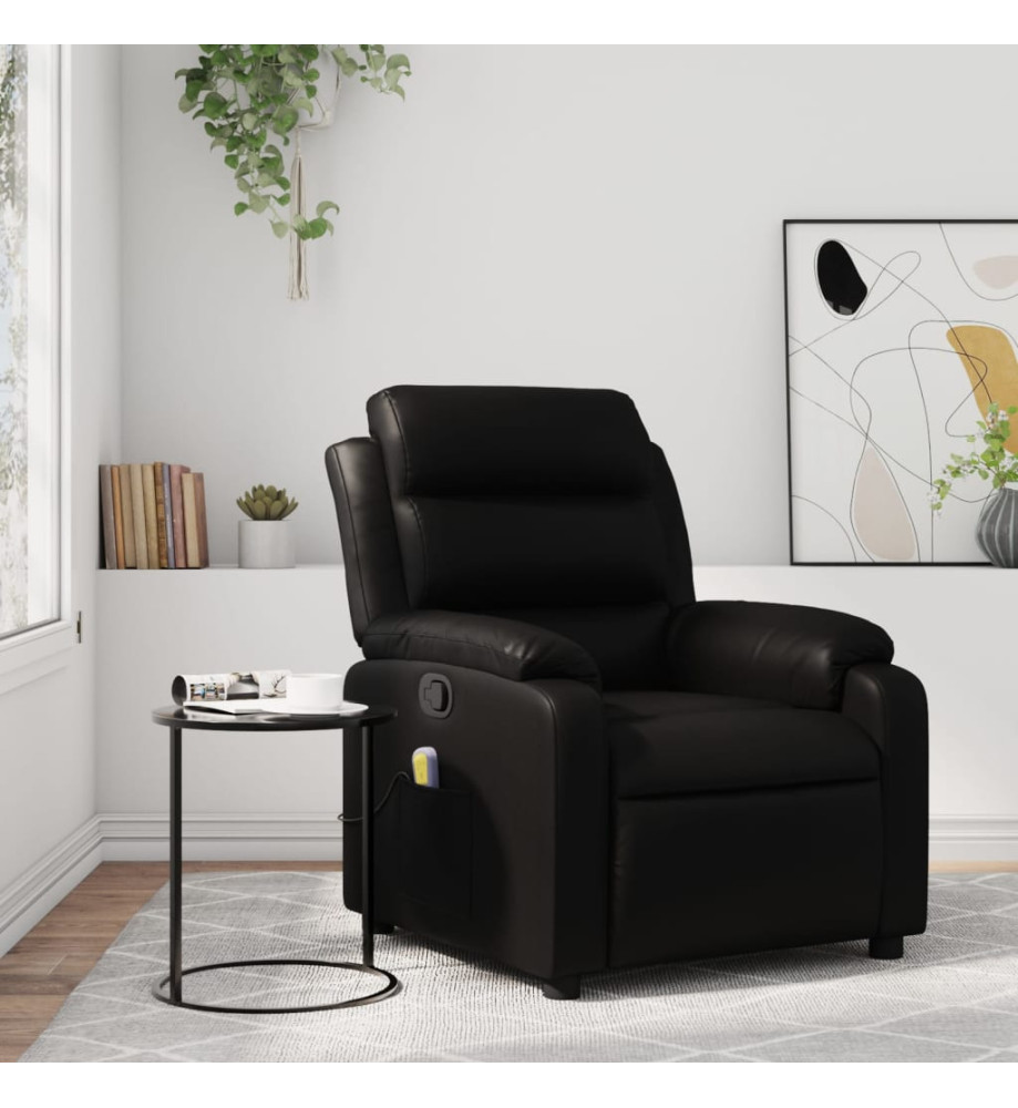 Fauteuil de massage inclinable Noir Similicuir