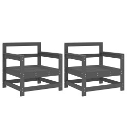 Chaises de jardin 2 pcs gris bois massif de pin