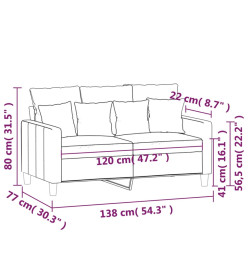 Canapé à 2 places Jaune 120 cm Velours